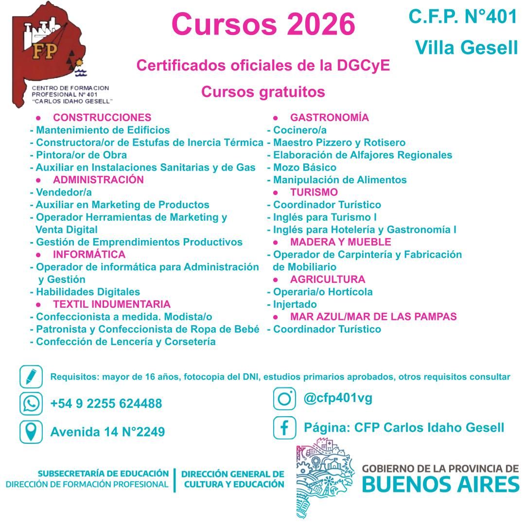 Cursos 2026 del CFP 401