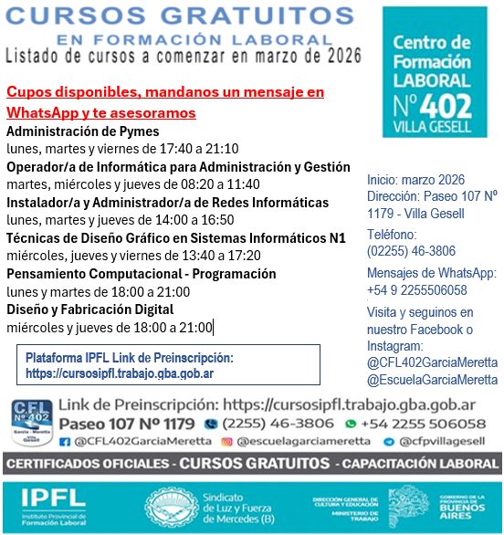 Oferta de cursos del CFL 402