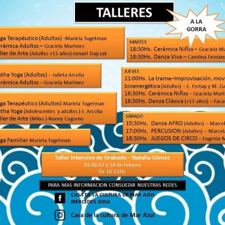 Talleres a la gorra en Mar Azul