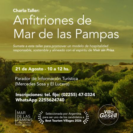La Secretar&iacute;a de Turismo invita a la charla-taller &laquo;Anfitriones de Mar de las Pampas&raquo;